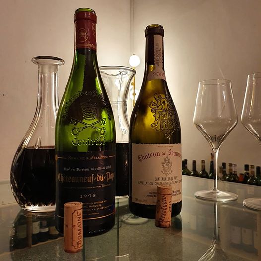 Two Chateauneuf du Pape bottles — Marcoux 1998 and Beaucastel 2005